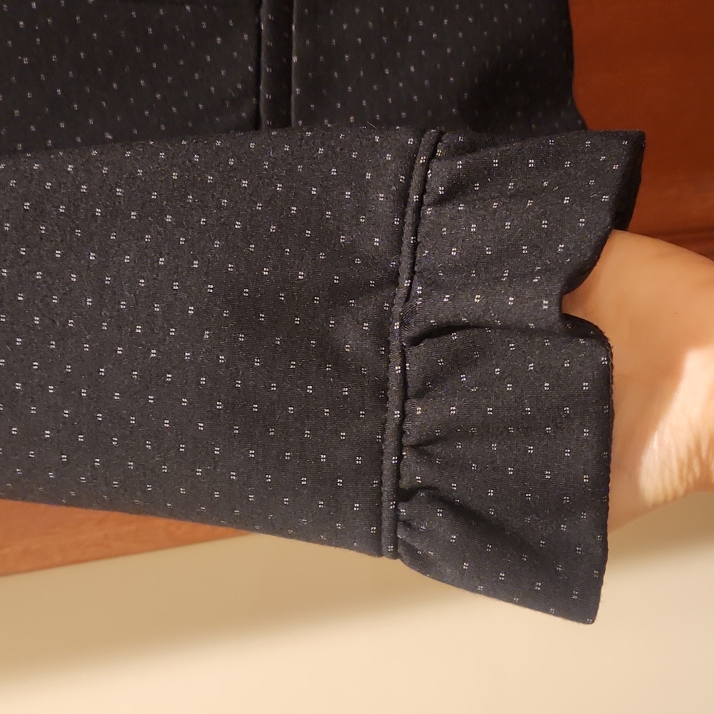 AMANDA & CHELSEA 12 Black Polka Dot Jacket Blazer 3/4 Ruffle Sleeve - Picture 7 of 16